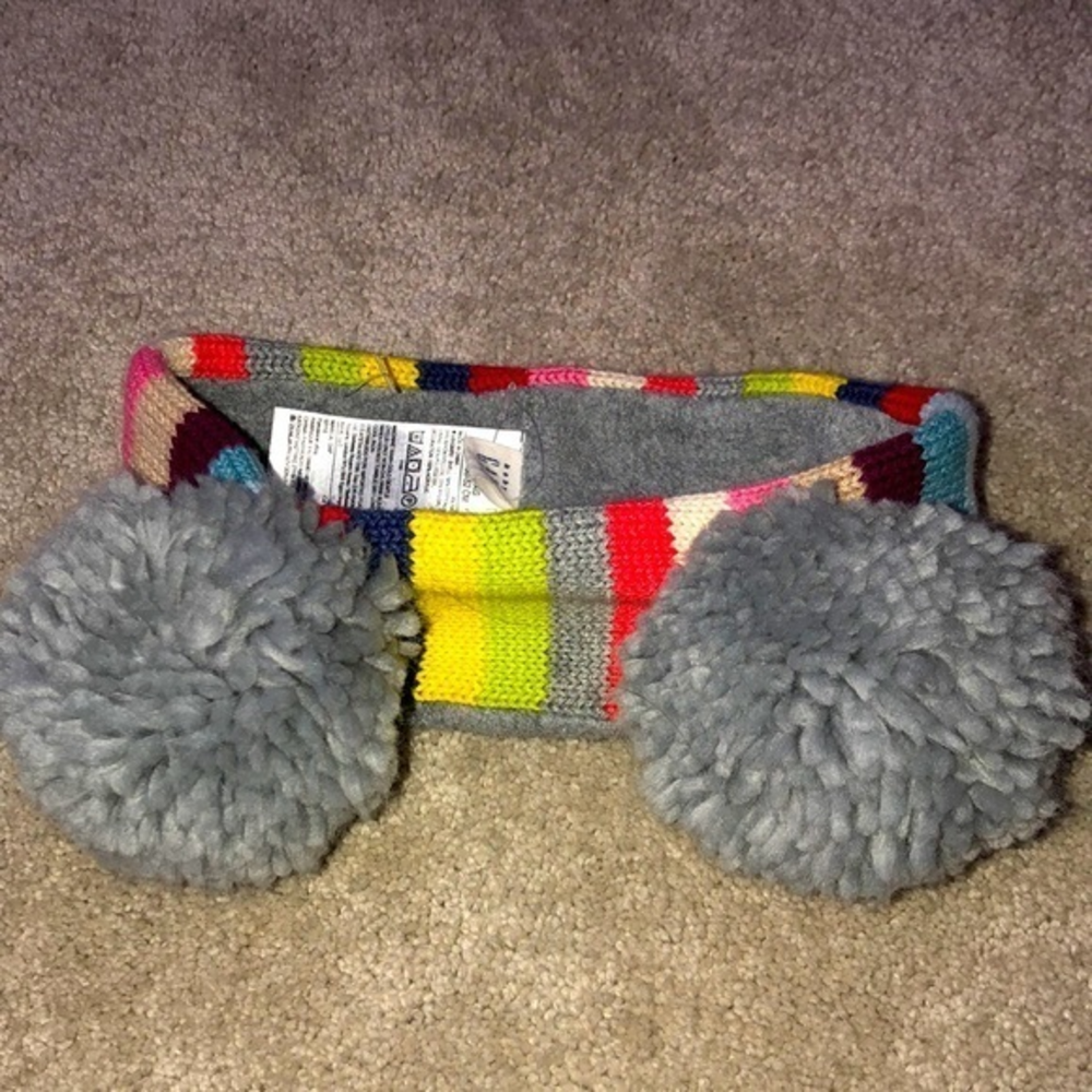 MGap Baby Girls M/L Medium Large Striped Winter Headband Pom Pom‎ Ears